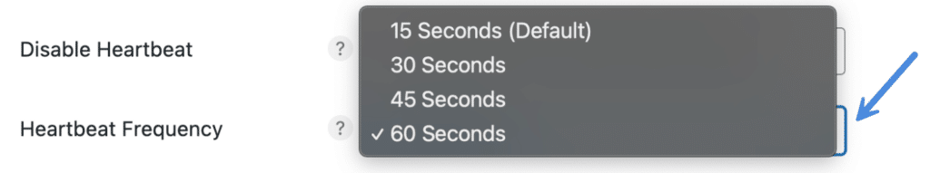 Change Heartbeat frequency with Perfmatters plugin