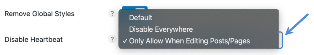 Disable Heartbeat API with Perfmatters plugin