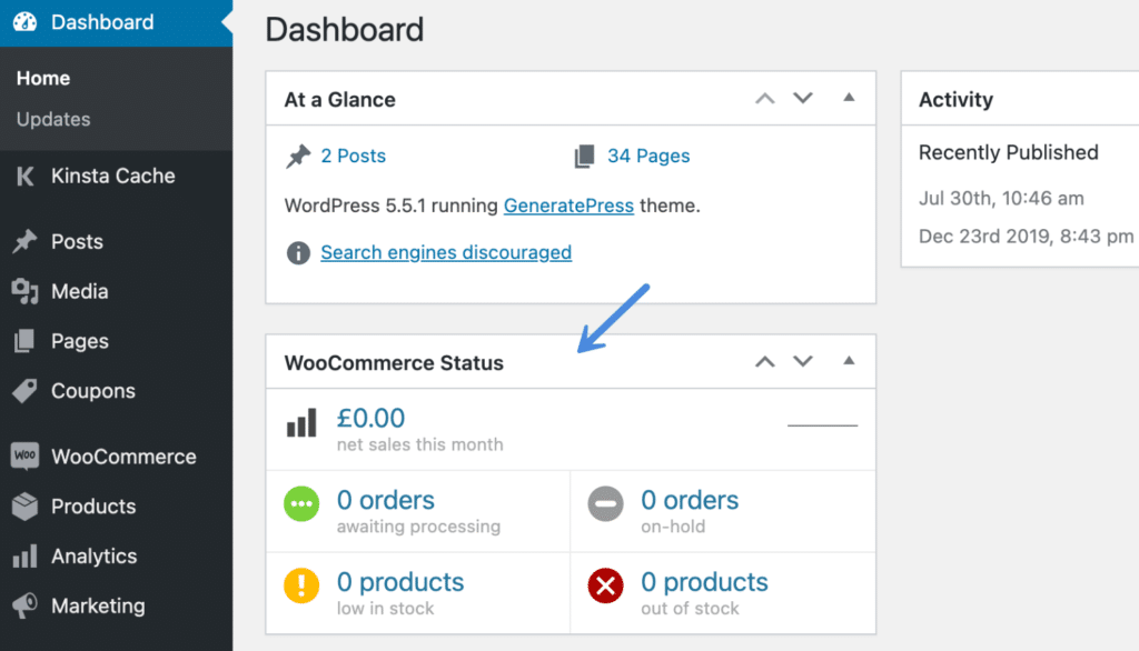 WooCommerce status meta box