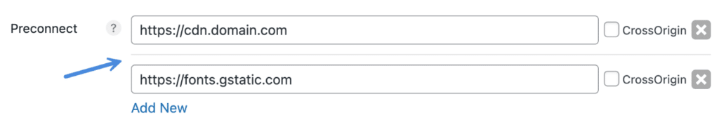 Add preconnect URLs in WordPress