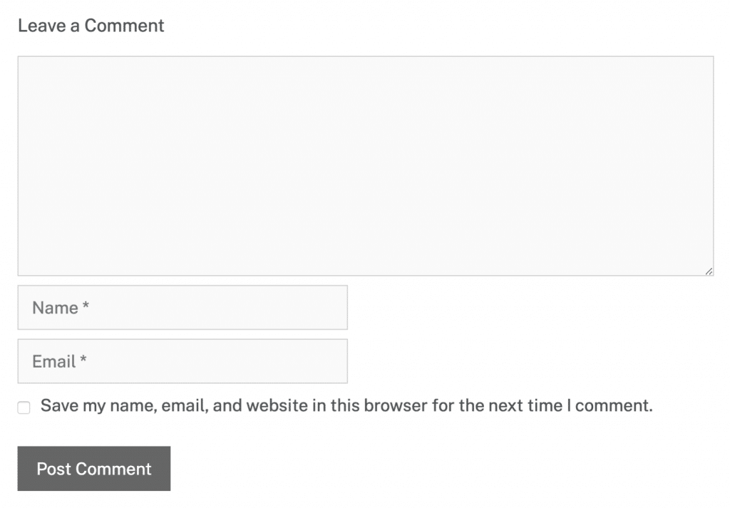 Comment form without website field