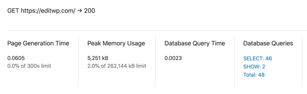 Database query time and queries after