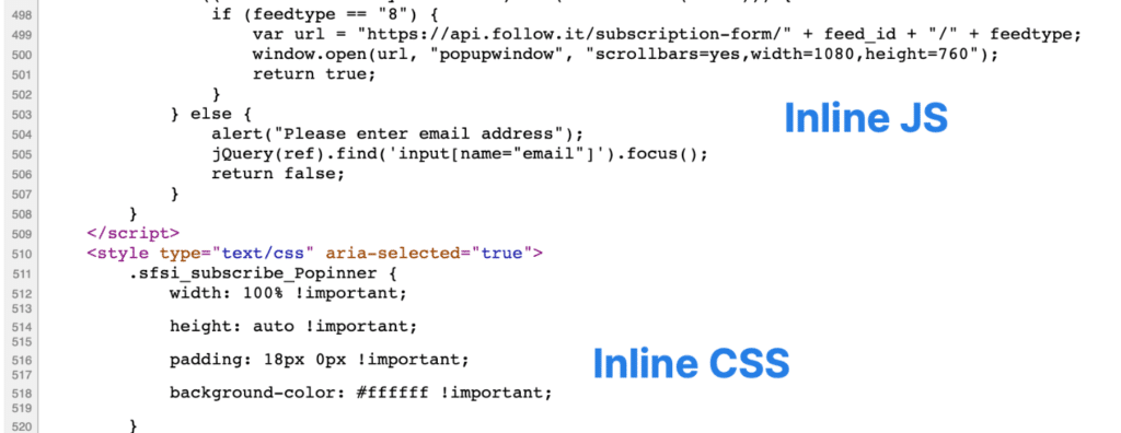 Inline JS and inline CSS