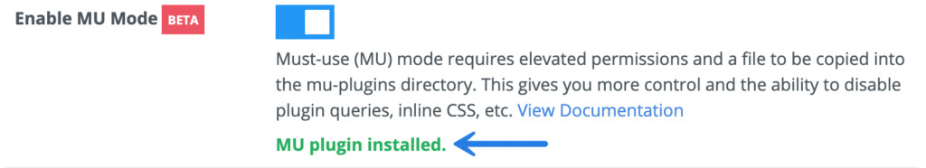 MU plugin installed confirmation