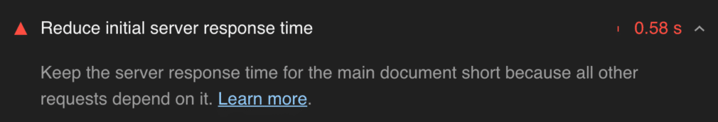 Reduce initial server response time