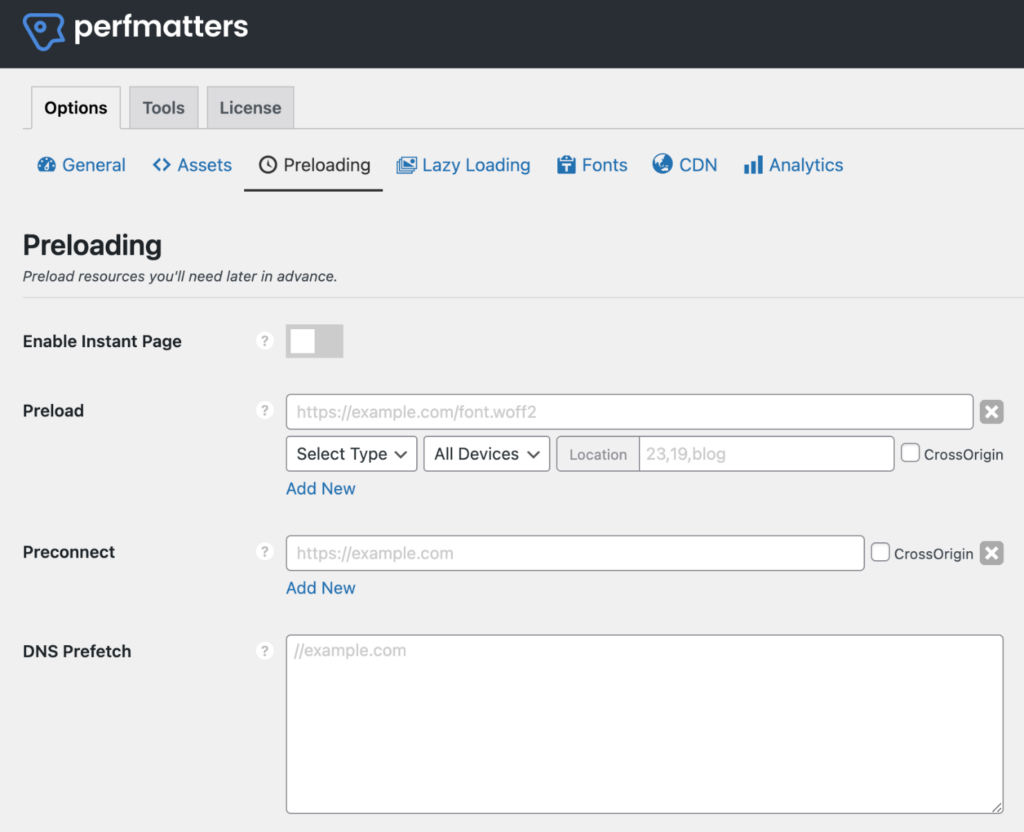 Perfmatters preloading