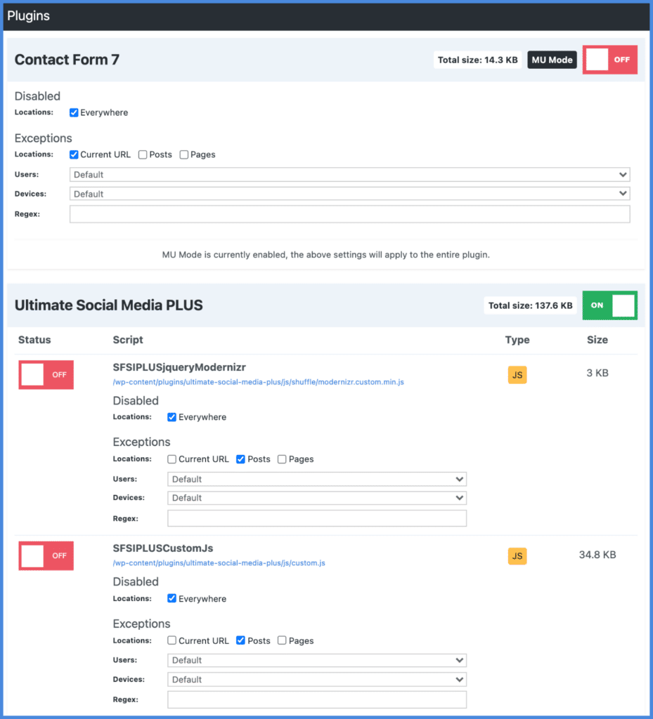 Perfmatters Script Manager