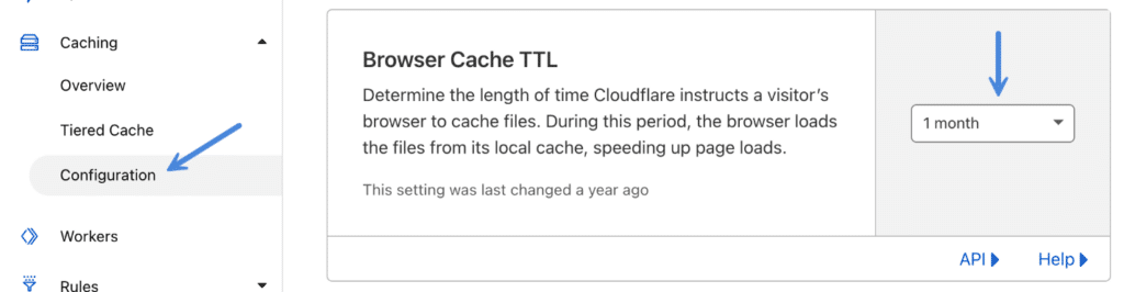 Cloudflare caching configuration