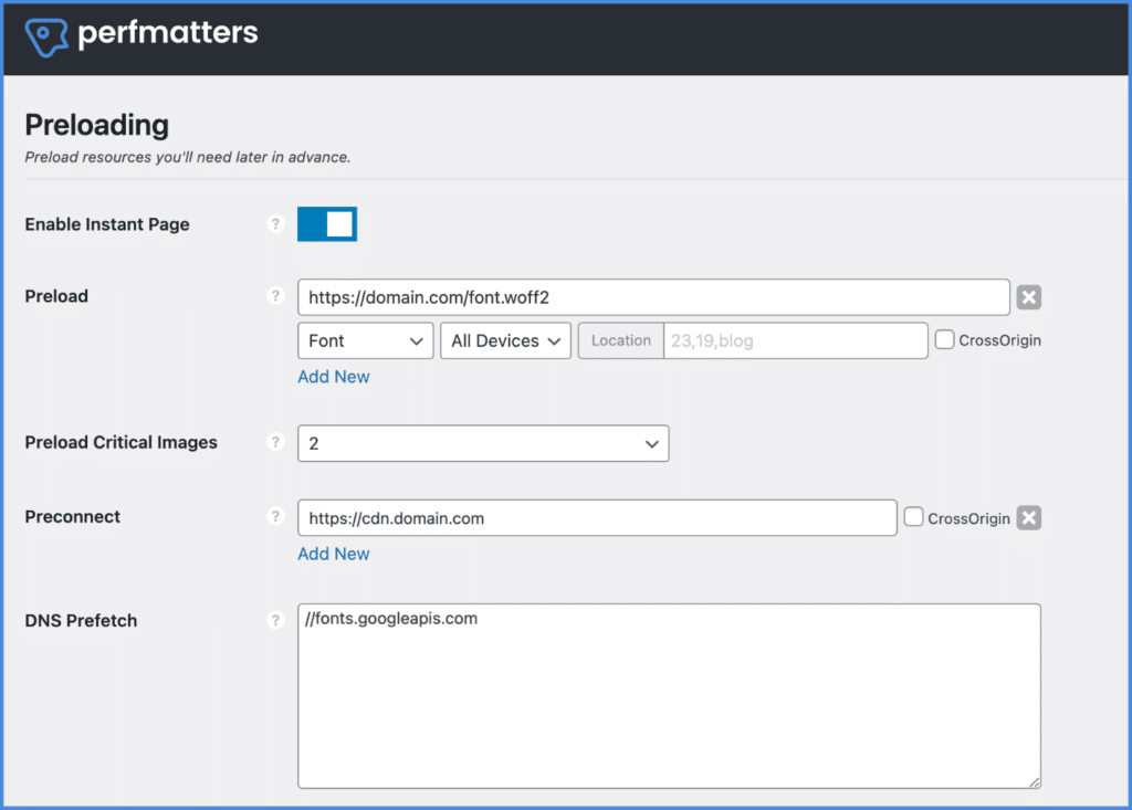 Preloading resources in WordPress