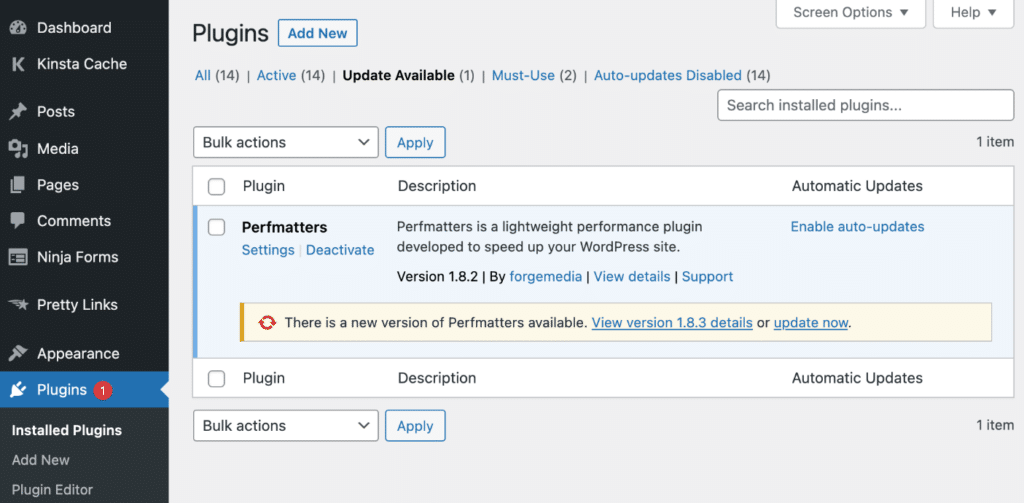 Update Perfmatters WordPress plugin