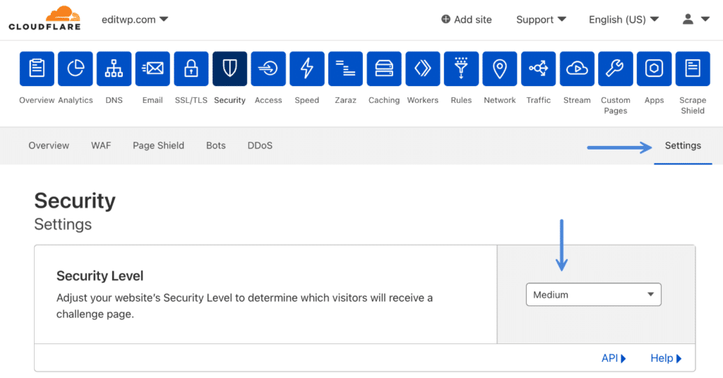 Cloudflare Security Level