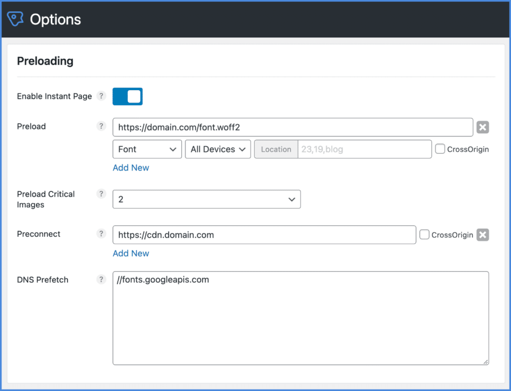 Preloading resources in WordPress