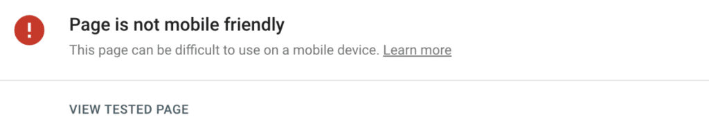 Page is not mobile friendly Google warning