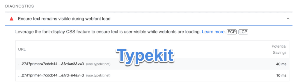 Typekit ensure text remains visible warning