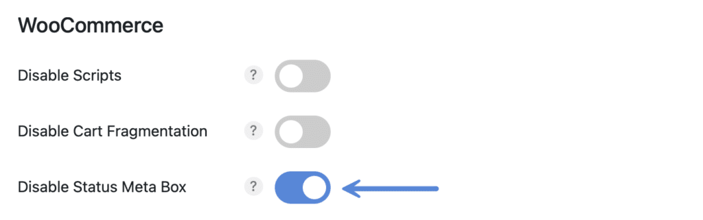 Disable WooCommerce status meta box