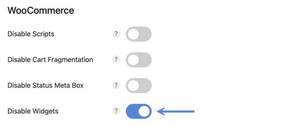 Disable WooCommerce widgets