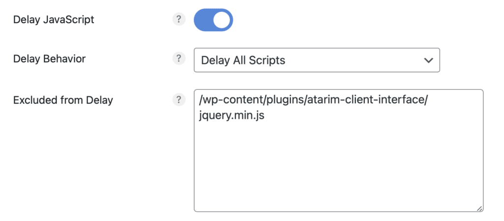 Exclude jQuery from delay