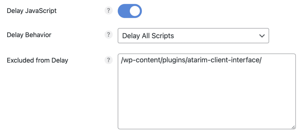 Exclude plugin's JS from delay