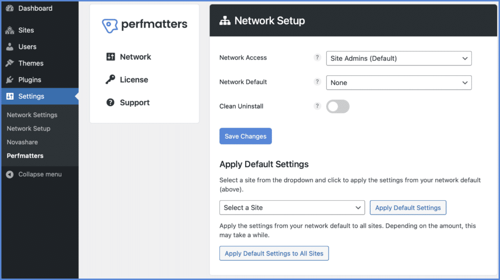 Perfmatters multisite support