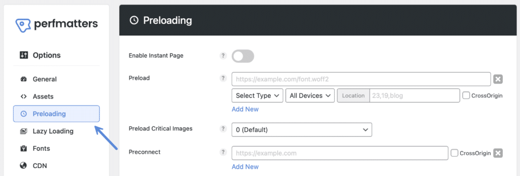 Perfmatters preloading