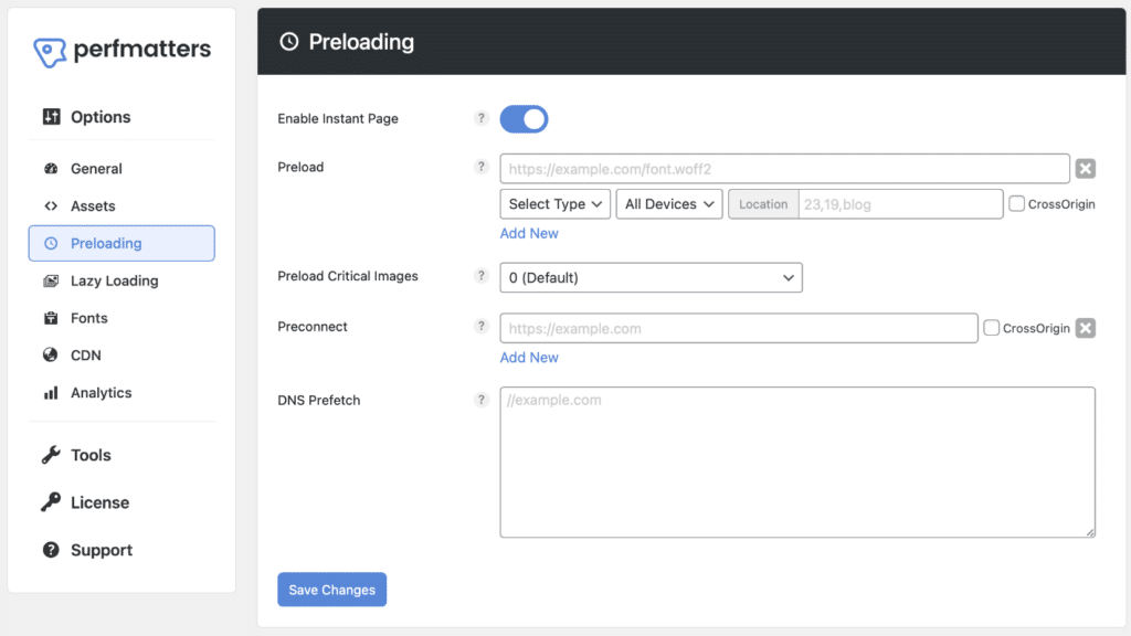 Perfmatters preloading