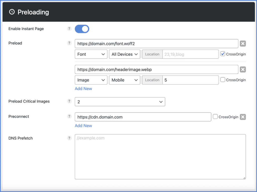 Preloading resources in WordPress