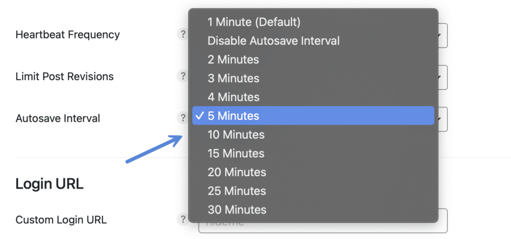 Change WordPress autosave interval with Perfmatters