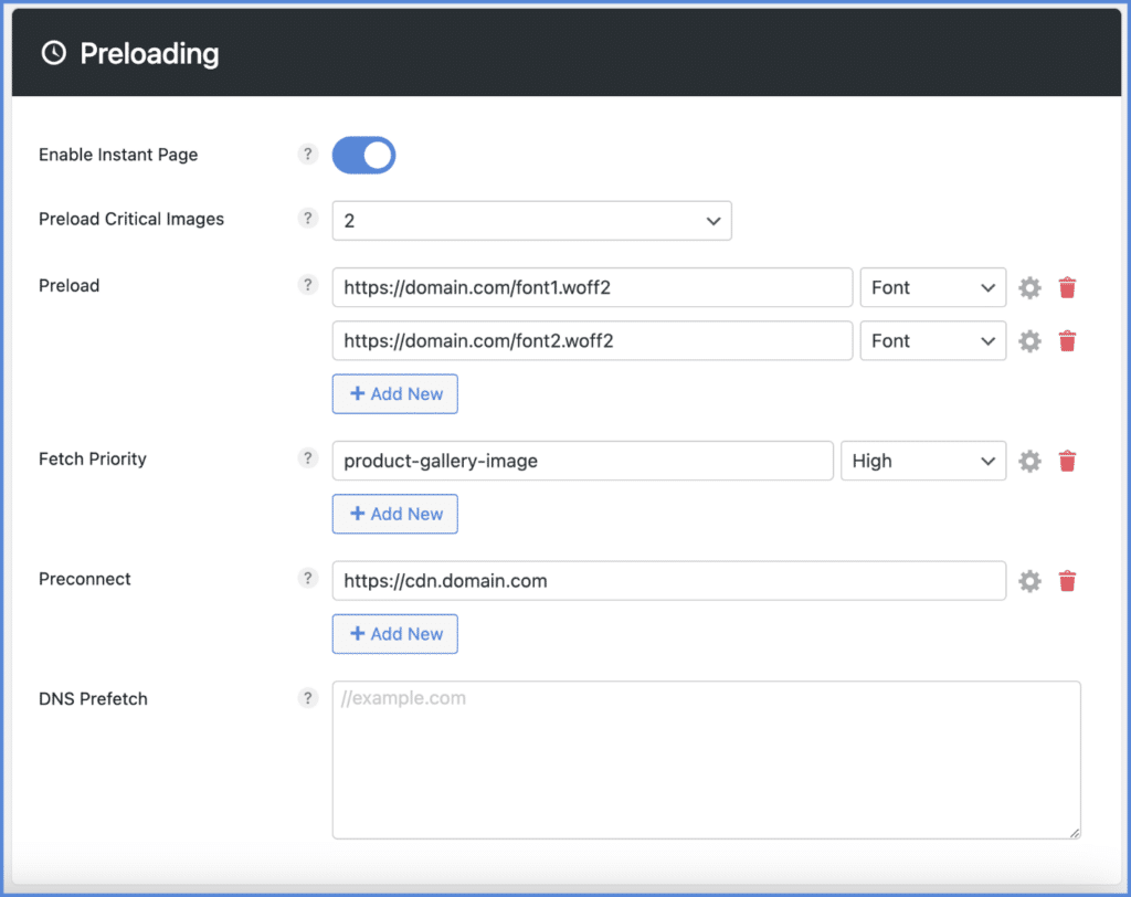 Preloading resources in WordPress