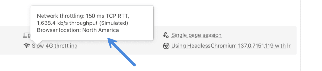 PageSpeed Insights browser location