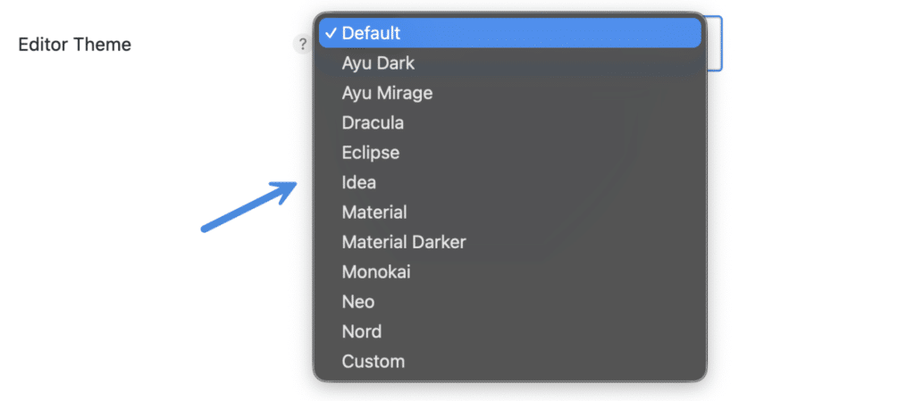 Code snippets editor theme