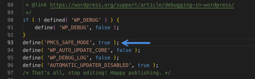 Safe mode via wp-config.php constant