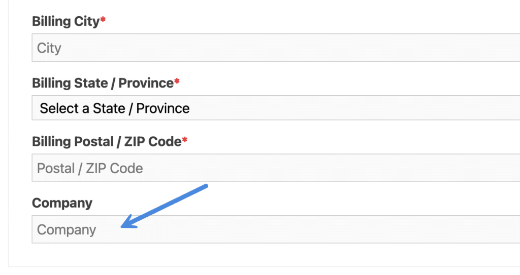 Add company name during checkout